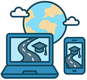 An image of taking defensive driver course anytime, anywhere, on computer, phone or tablet.